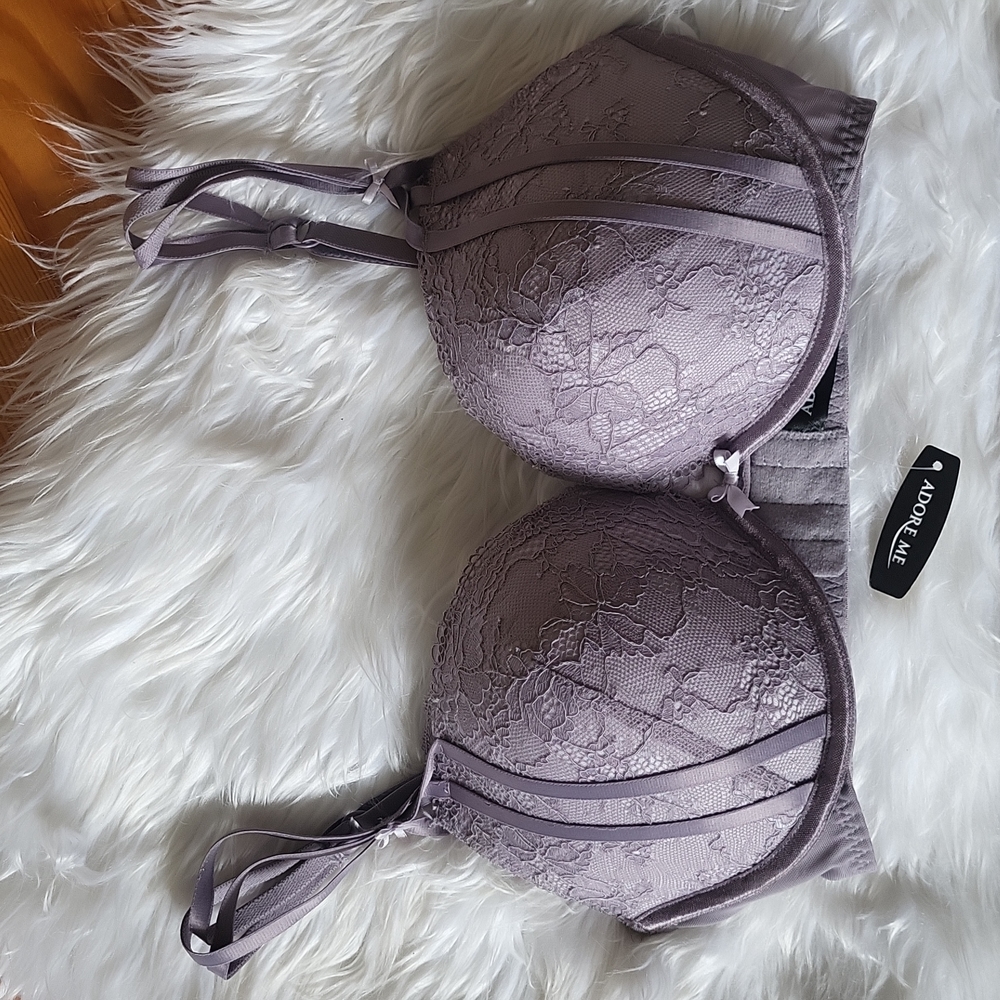 Adore Me Abela 34DD Purple Push Up Bra and Size Large Bikini Panty Set - Picture 2 of 9